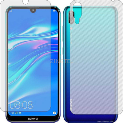 ZINGTEL Front and Back Screen Guard for HUAWEI Y7 PRIME PRO2019 (Front Matte Finish & Back 3d Carbon Fiber)(Pack of 2)