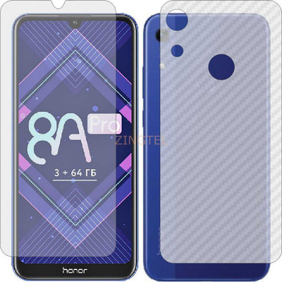 ZINGTEL Front and Back Screen Guard for HUAWEI HONOR 8A PRO (Front Matte & Back 3d Carbon Fiber)(Pack of 2)