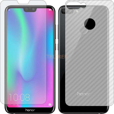 TELTREK Front and Back Screen Guard for HUAWEI HONOR 9N (Front Matte Finish & Back 3d Carbon Fiber)(Pack of 2)