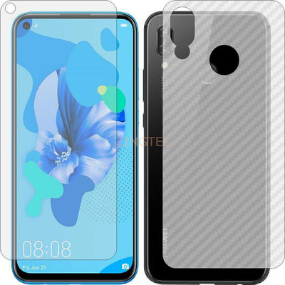 ZINGTEL Front and Back Screen Guard for HUAWEI P20 LITE 2019 (Front Matte Finish & Back 3d Carbon Fiber)(Pack of 2)