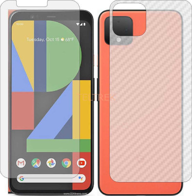 TELTREK Front and Back Screen Guard for GOOGLE PIXEL 4 (Front Matte Finish & Back 3d Carbon Fiber)(Pack of 2)