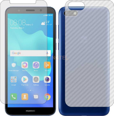 ZINGTEL Front and Back Screen Guard for Y5 PRIME 2018 (Front Matte Finish & Back 3d Carbon Fiber)(Pack of 2)