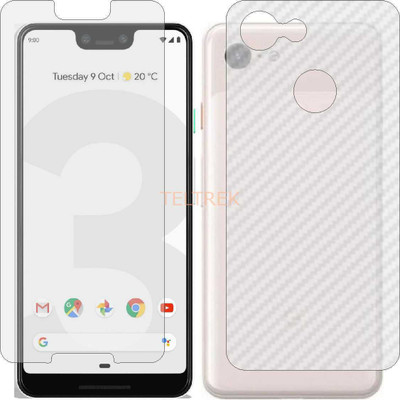 TELTREK Front and Back Screen Guard for GOOGLE PIXEL 3XL (Front Matte Finish & Back 3d Carbon Fiber)(Pack of 2)