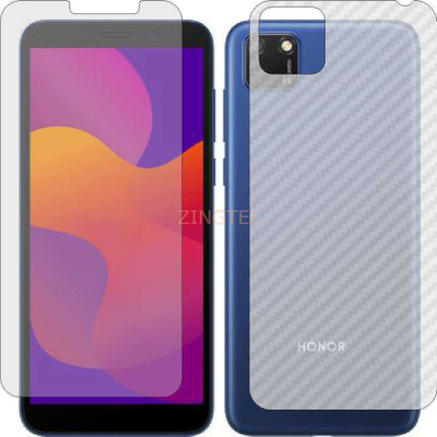 ZINGTEL Front and Back Screen Guard for HONOR 9S (Front Matte Finish & Back 3d Carbon Fiber)(Pack of 2)
