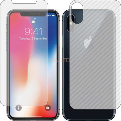 ZINGTEL Front and Back Screen Guard for APPLE IPHONE X (Front Matte Finish & Back 3d Carbon Fiber)(Pack of 2)