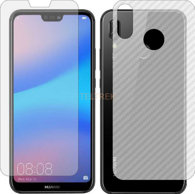 TELTREK Front and Back Screen Guard for HUAWEI NOVA 3E (Front Matte Finish & Back 3d Carbon Fiber)(Pack of 2)