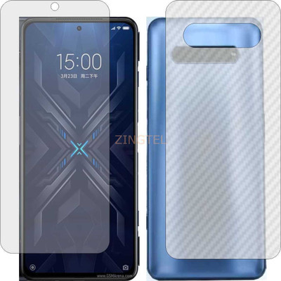 ZINGTEL Front and Back Screen Guard for BLACK MI SHARK 4 (Front Matte Finish & Back 3d Carbon Fiber)(Pack of 2)