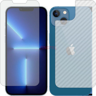 ZINGTEL Front and Back Screen Guard for APPLE IPHONE 13 (Front Matte Finish & Back 3d Carbon Fiber)(Pack of 2)