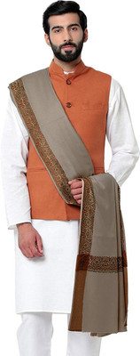 Feathers Polyester Wool Blend Solid Men Shawl(Grey)