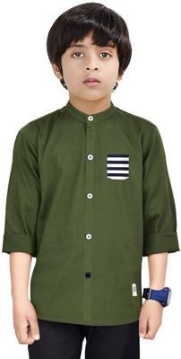 MADE IN THE SHADE Boys Striped, Solid Casual Dark Green Shirt