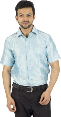 Khoday Williams Men Solid Party Light Blue Shirt