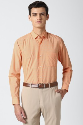 PETER ENGLAND Men Self Design Formal Orange Shirt