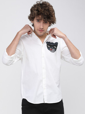 HIGHLANDER Men Solid Casual White Shirt