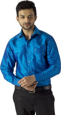 Khoday Williams Men Solid Party Blue Shirt