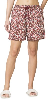 VAN HEUSEN Printed Women Maroon Regular Shorts