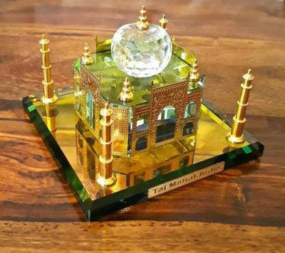 TANISHKA CREATIONS Crystal Taj Mahal Decorative Miniature for Home and Office - 12 cm Decorative Showpiece  -  12 cm(Crystal, Gold)