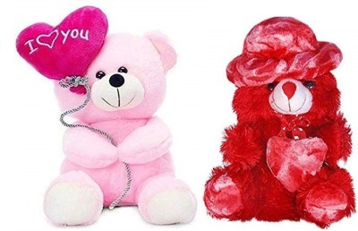 Kaira toys Pink teddy with I love you balloon+Red Rose Teddy cute teddy for valentines day  - 30 cm(Pink, Red)