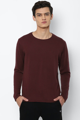 Allen Solly Solid Round Neck Casual Men Maroon Sweater