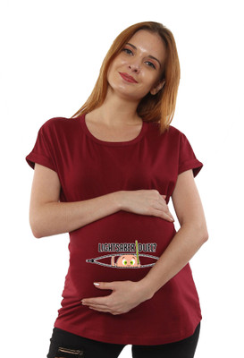 Sillyboom Typography Women Round Neck Maroon T-Shirt