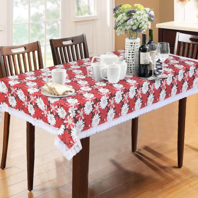 DPA Collection Printed 6 Seater Table Cover(Red, PVC)