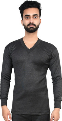 J.S. OSWAL Men V-Neck Black Thermal Men Top Thermal
