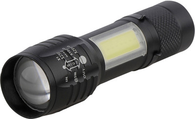 MZ SMALL SUN 011 (ZOOMABLE LED METAL TORCH) with SOS Function, 25W Laser COB, 500mAh Battery Torch(Black, 9.4 cm, Rechargeable)