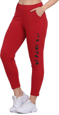 Angelvilla Printed Women Maroon Track Pants