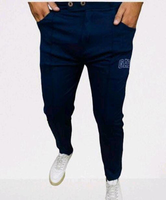 RKM STORE Solid Men Blue Track Pants