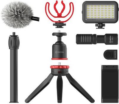 BOYA BY-VG350 Ultimate smartphone video kit Plus with BY-MM1+ Mic, LED & Accessories Microphone
