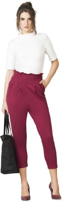 VAN HEUSEN Athleisure Peach Finish And Pleated Front Regular Fit Women Pink Trousers