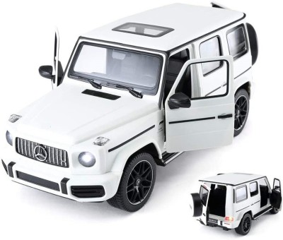 Nizomi Die Cast Car Road Vehicles Push and Pull Along Luxurious Mercidis G 63 AMG Car 4 Wheel Openable Door Startup Sound Music With Blinking Headlights BackLight Accurat Color, Finishing Like Real Frictionalpower Home, Office Decor Toys For Boys Girls Best For Kids First Car(White, Pack of: 1)