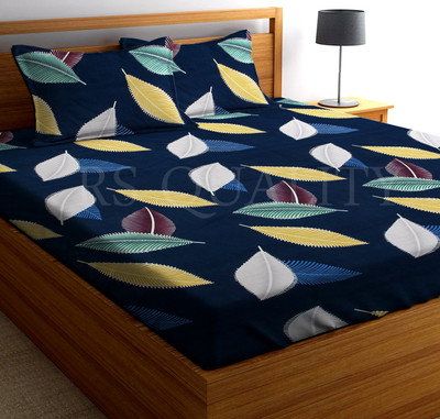 RS Quality 144 TC Microfiber Double Printed Flat Bedsheet(Pack of 1, Multicolor)
