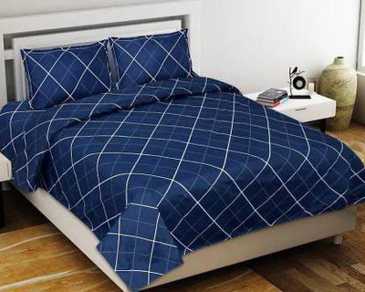 Manish Creation 140 TC Polycotton Double Checkered Flat Bedsheet(Pack of 1, Multicolor)