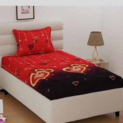 Flipkart SmartBuy 120 TC Microfiber Single Printed Flat Bedsheet(Pack of 1, Red, Maroon)