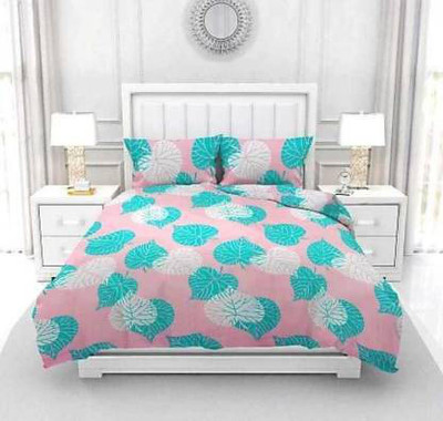 Manish Creation 180 TC Microfiber Double Floral Flat Bedsheet(Pack of 1, Pink)