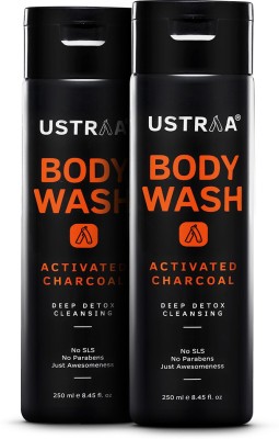 USTRAA Body Wash- Activated Charcoal - 250 ml - Deep Skin Detox with Activated Charcoal(2 x 250 ml)