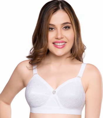 Trylo Trylo Krutika Chikan Women Full Coverage Non Padded Bra(White)
