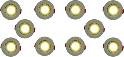 D'Mak COB Spot Light - 3 Watt - Round - Warm White (4000K), Pack of 10 Recessed Ceiling Light Ceiling Lamp(Yellow)