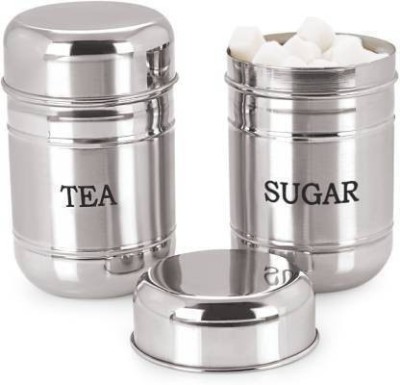 ATROCK Steel Tea Coffee & Sugar Container  - 700 ml(Pack of 2, Silver)