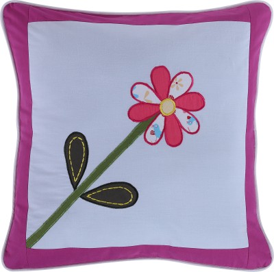 Hugs N Rugs Embroidered Cushions & Pillows Cover(40 cm*40 cm, White, Pink)