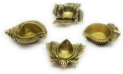 RAMA METAL Brass (Pack of 4) Table Diya Set(Height: 0.5 inch)