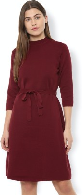 VAN HEUSEN Women A-line Maroon Dress