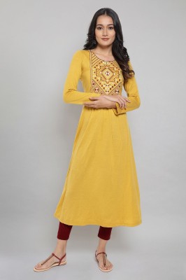 Aurelia Women Fit and Flare Yellow Dress