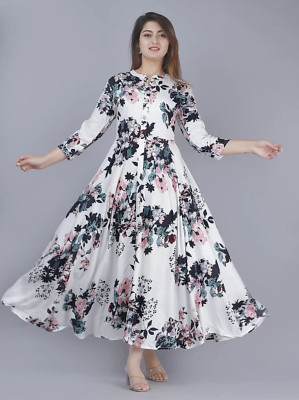 Womensvault Anarkali Gown(White)