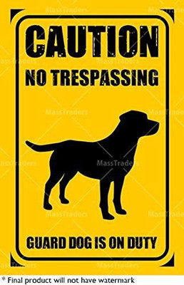 KREEPO CAUTION NO TRESPASSING GUARD IS ON DUTY pack of 2 Emergency Sign