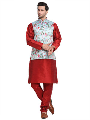 kraft india Men Kurta Churidar Ethnic Jacket Set