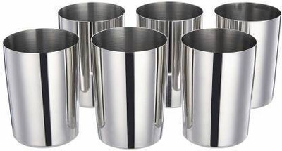 Bekner (Pack of 6) Stainless Steel Drinking glass 300ML Glass Set Water/Juice Glass(300 ml, Steel, Steel)