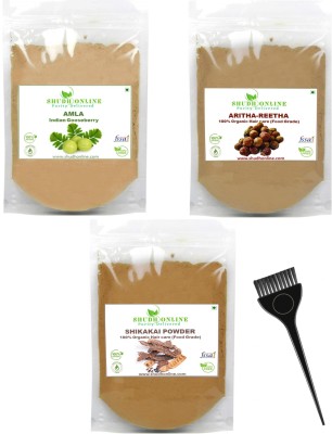 Shudh Online Amla Reetha Shikakai Powder for Hair combo, Ritha Sikakai Awla Hair Pack Power - Natural Mix Shampoo (0.5 Kg each)(1500 g)