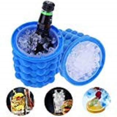 Cierie 1 L Silicone Space Saver Ice Bucket(Blue)