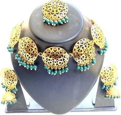 NIKYANKA Brass Gold-plated Green Jewellery Set(Pack of 1)